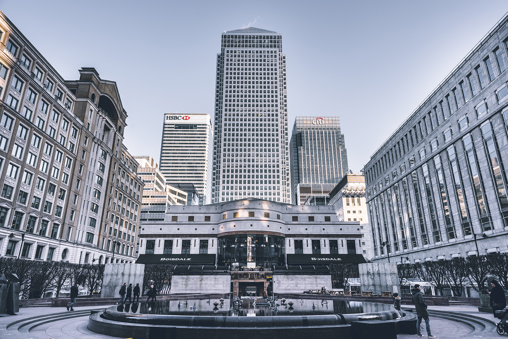 Canary Wharf skyline from Cabot Square