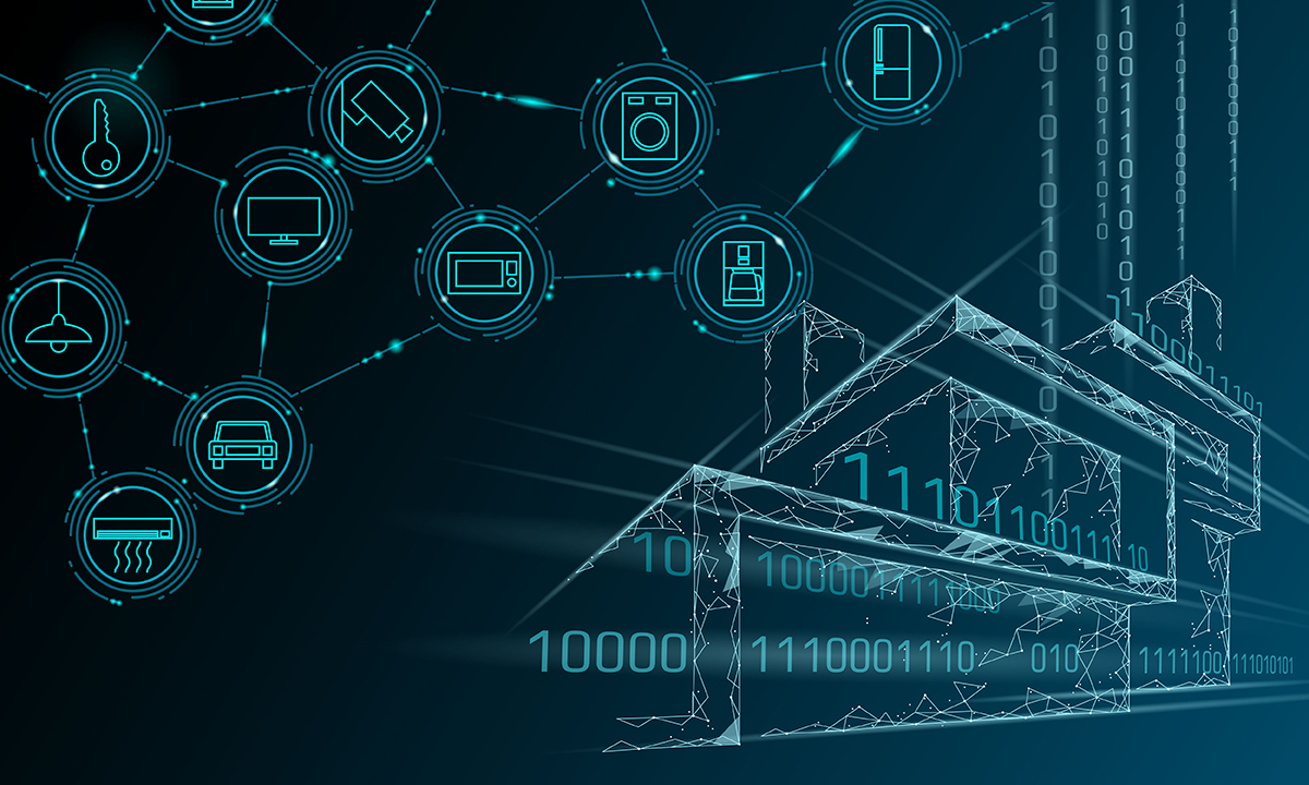 Основные RGB Internet of things low poly smart city 3D wire mesh.