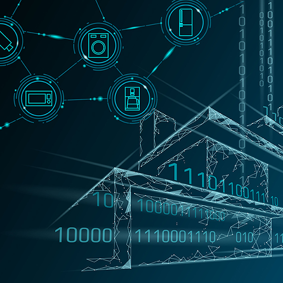 Internet of things low poly smart city 3D wire mesh.