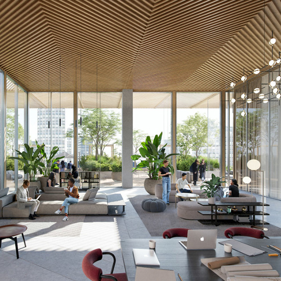 Interior rendering of the Burrard Exchange, Bentall Centre