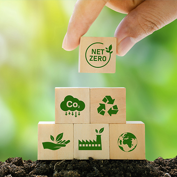 Building blocks with environmental icons