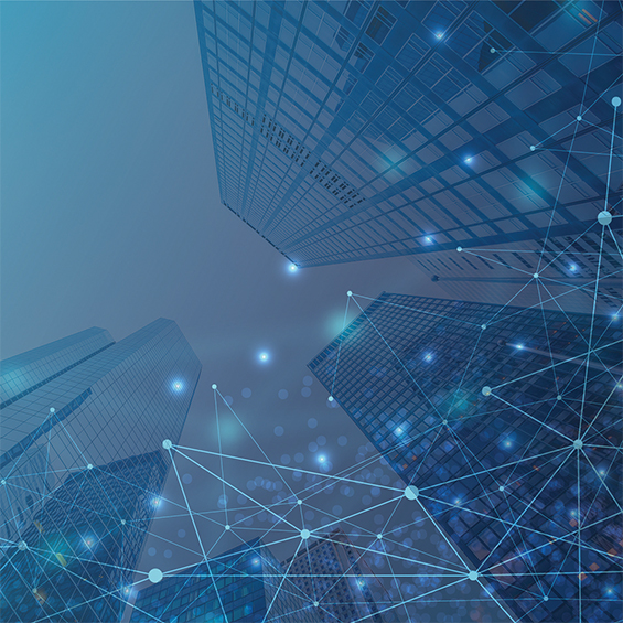 Abstract graphic with office towers