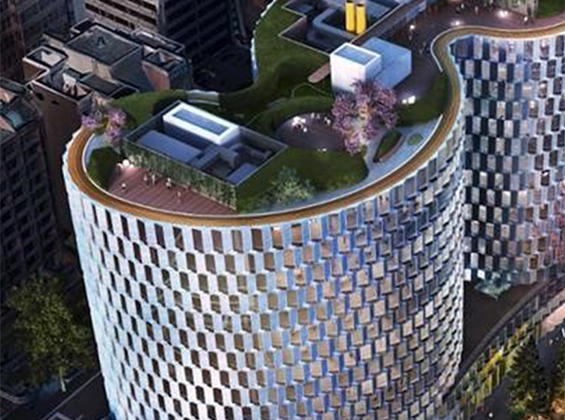 Ultra modern building with green roof