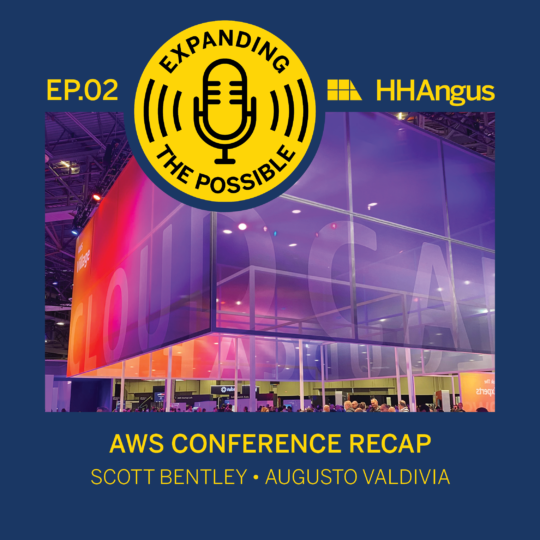 ETP-Episode2-Thumbnail-Publish Image of trade show display with copy, expanding the possible, AWS conference recap