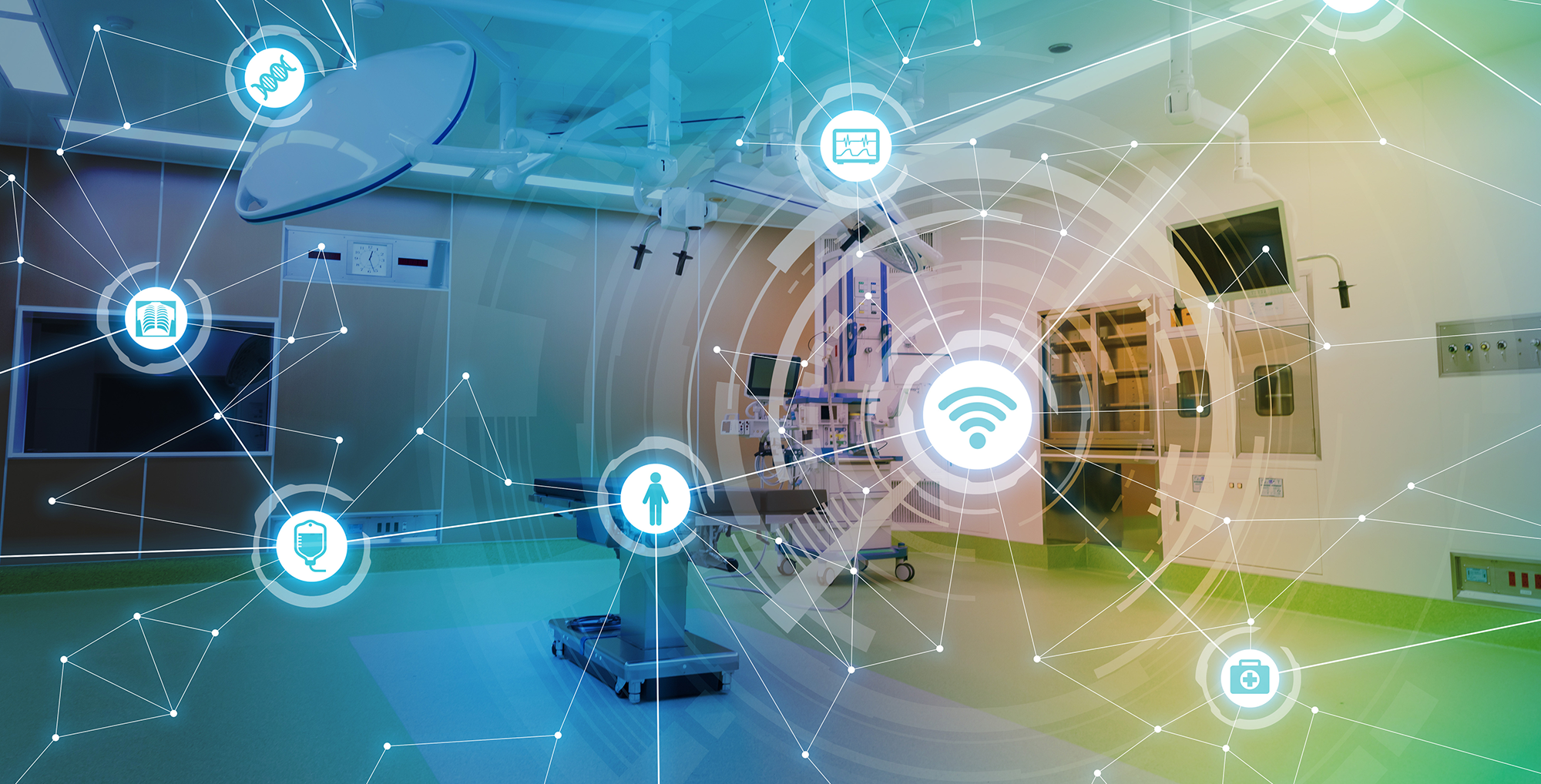 NEPH-Image-2000x1018 Image of modern operating room with communication symbols overlay.