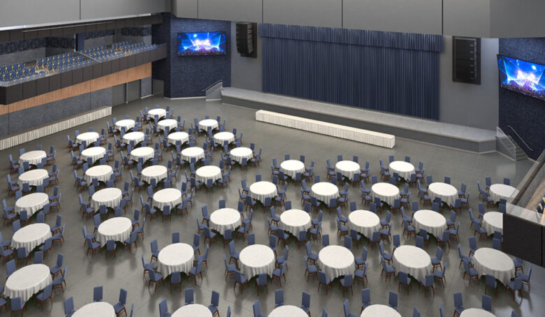 View-10-Theatre_Banquet-1-scaled-1560x908 Interior of theatre banquet hall with rows of tables