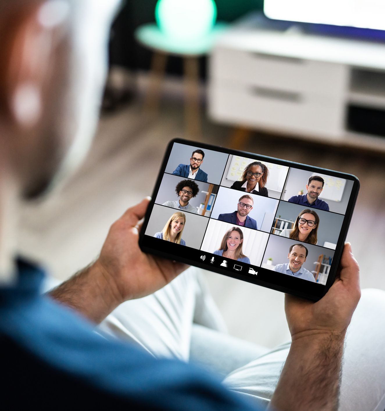 Video Conferencing Webinar Chat Or Videoconference Video Conferencing Webinar Chat Or Videoconference On Tablet