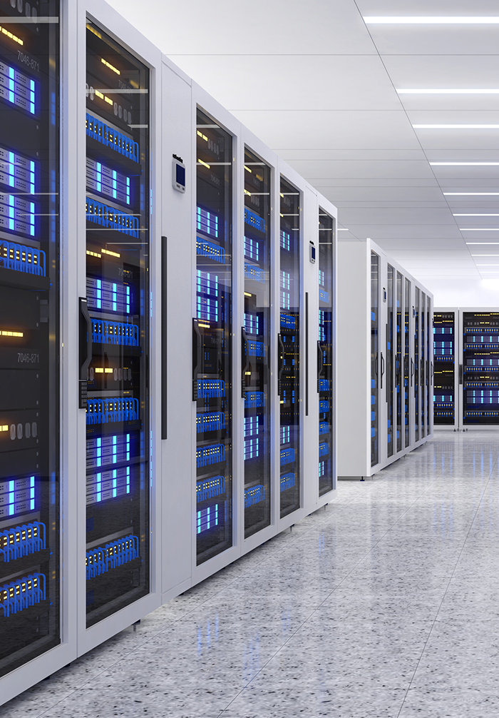 MissionCritical_700 High tech servers in a large server room
