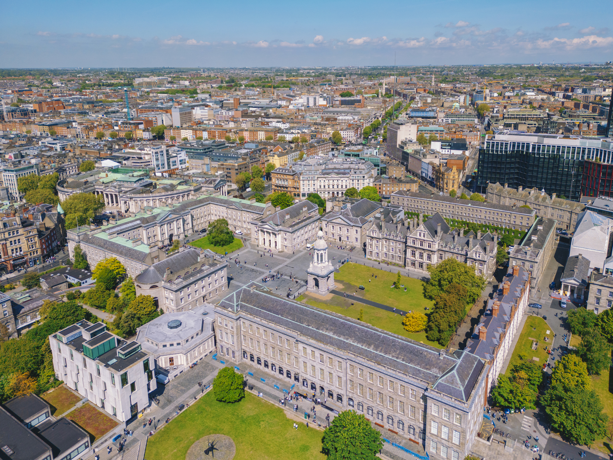 Aerial view of Dublin City with Trinity college Ireland